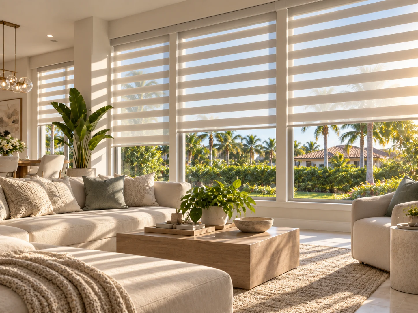 Zebra shades in a Kendall living room