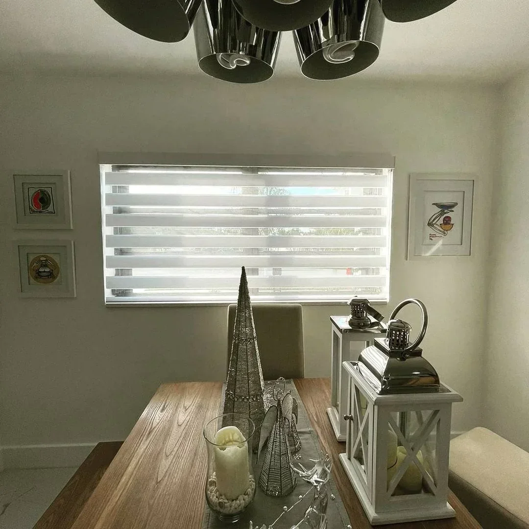 Light-filtering shades in a contemporary South Florida home