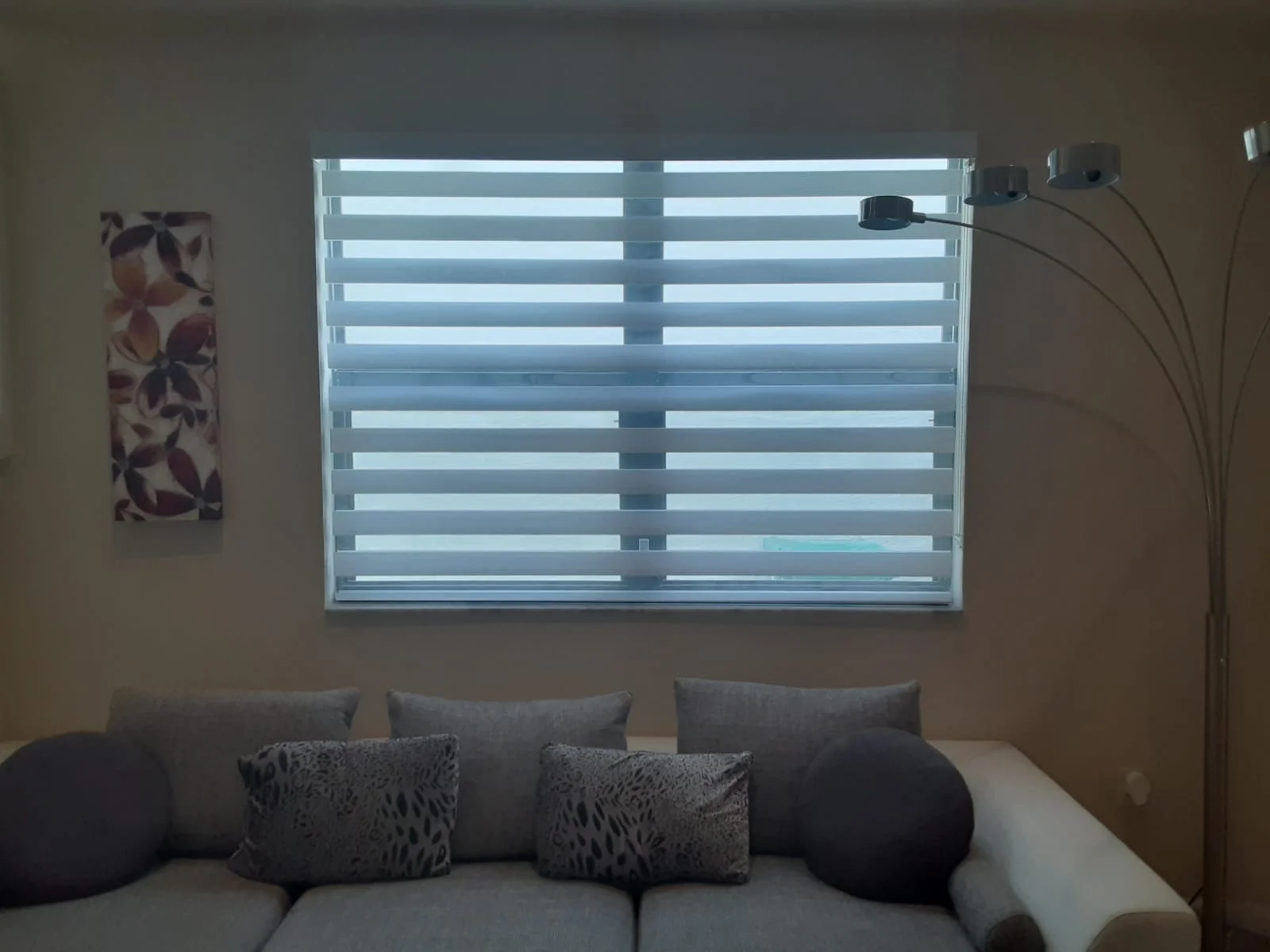 Premium window treatments in a modern Florida living room